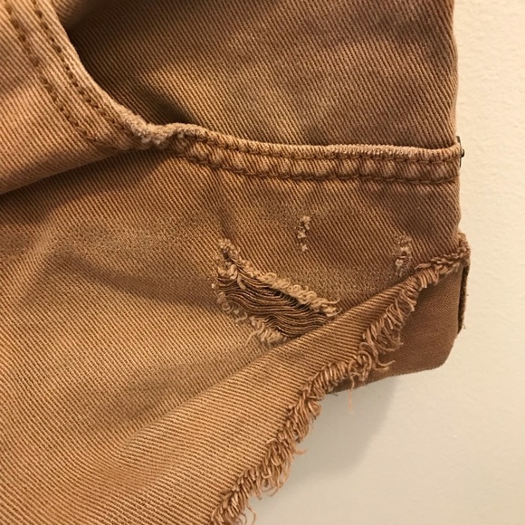 Free People Irreplaceable Cut Off Denim Shorts 24 tan brown jeans - Picture 5 of 10